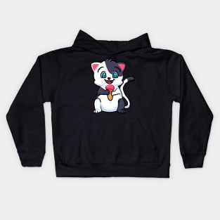 Cat cute with ice cream Kids Hoodie